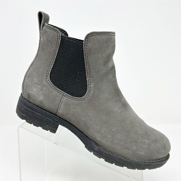 Born Cove Women's Gray Leather Pull On Chelsea Ankle Boots Size 9.5 Casual - Picture 1 of 16